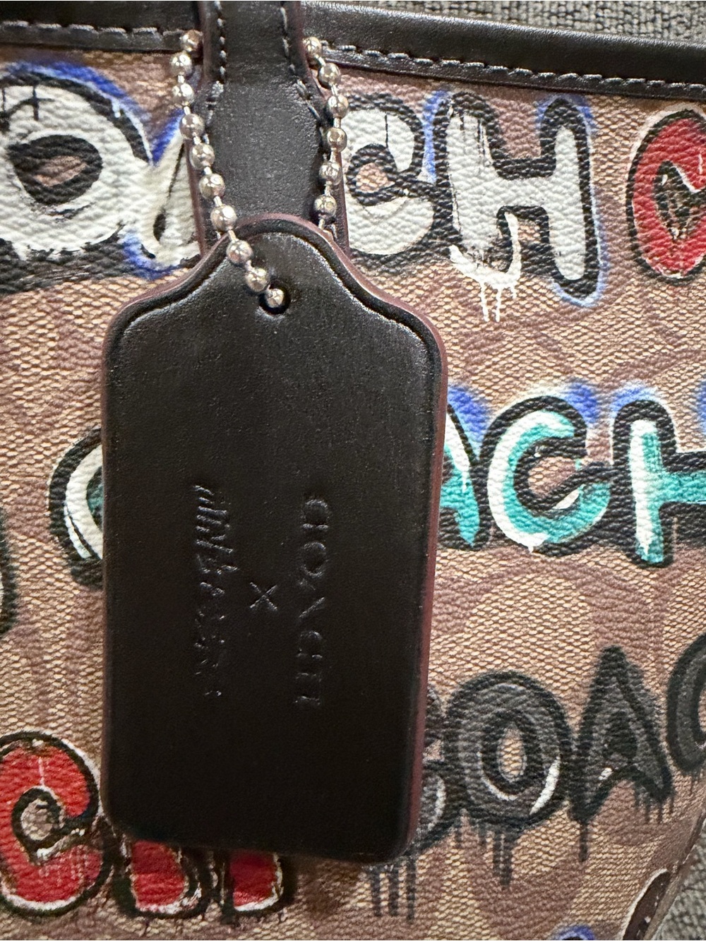 Coach Brown Multicolor Logo Tote with Leather Handles NWOT - Picture 2 of 5